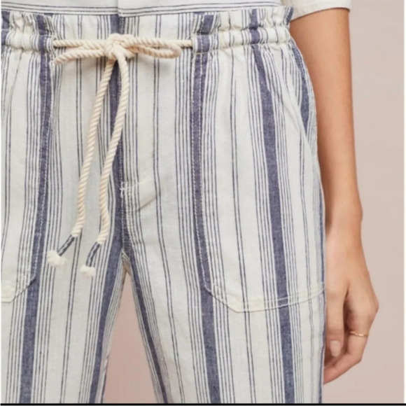 Anthropologie Off White Linen Blend Summer Beachy striped pants size XS - Picture 3 of 16